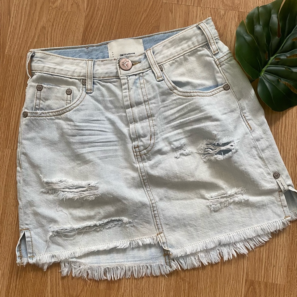 ONE x ONE TEASPOON high waist mini denim skirt